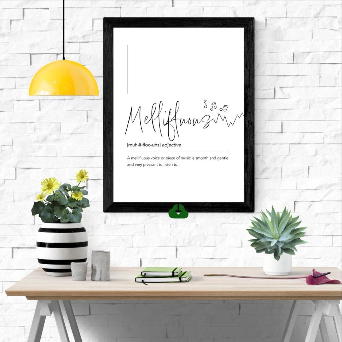 Mellifluous Script Definition White Musical Smooth Voice Art Poster - Image 4
