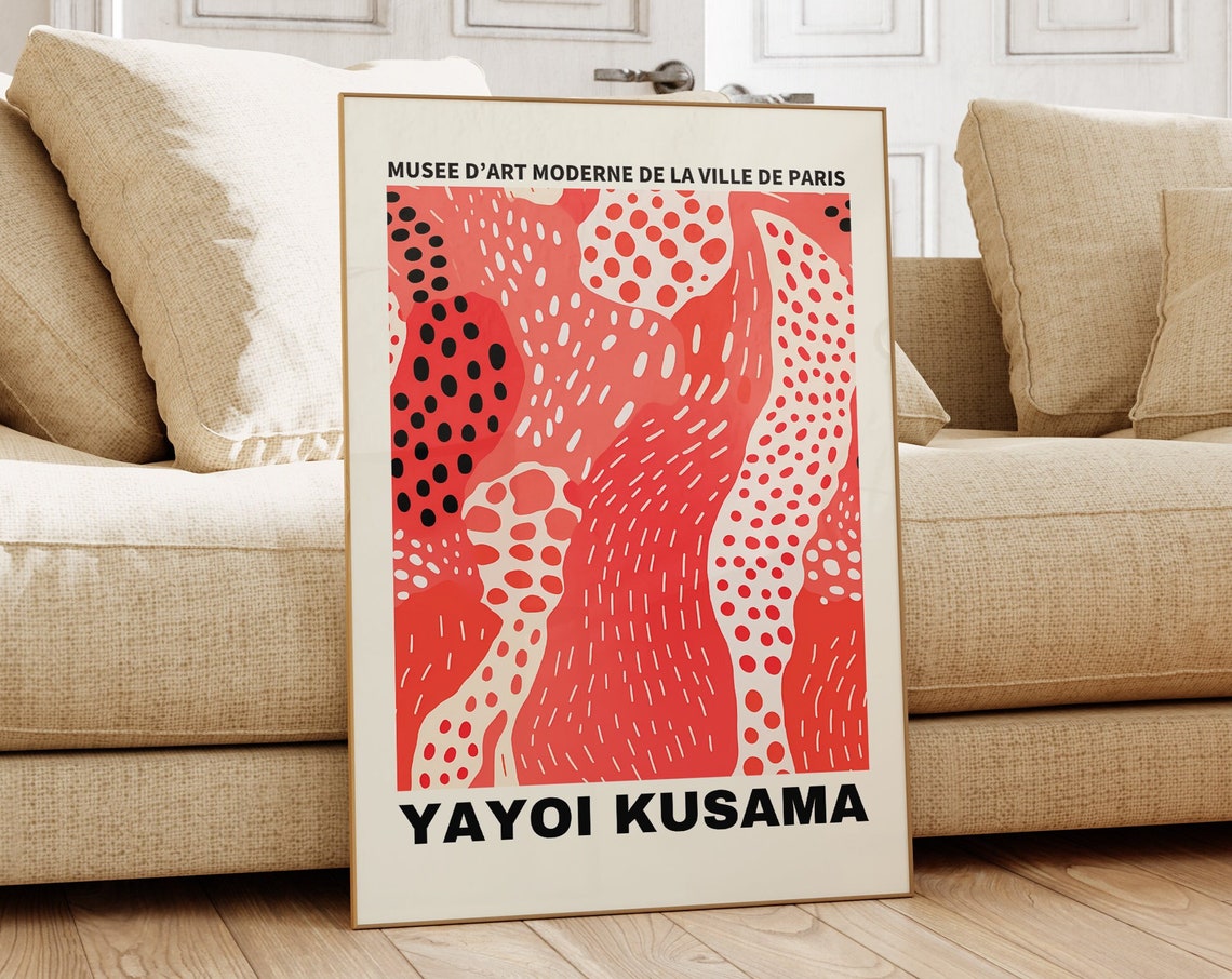 Yayoi Kusama Red Dotted Abstract Paris Exhibition Art Poster
