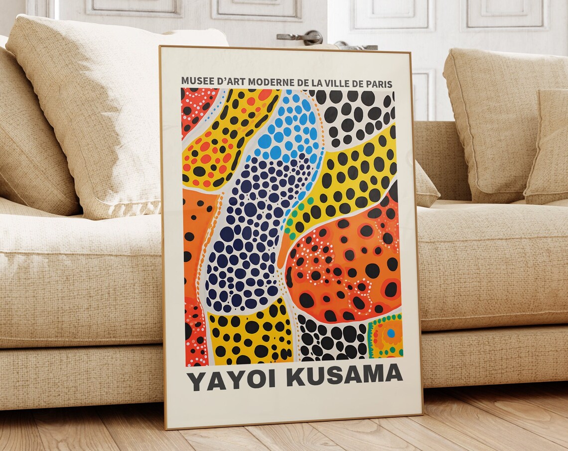 Yayoi Kusama-Inspired Japanese Gallery Wall Art, Abstract