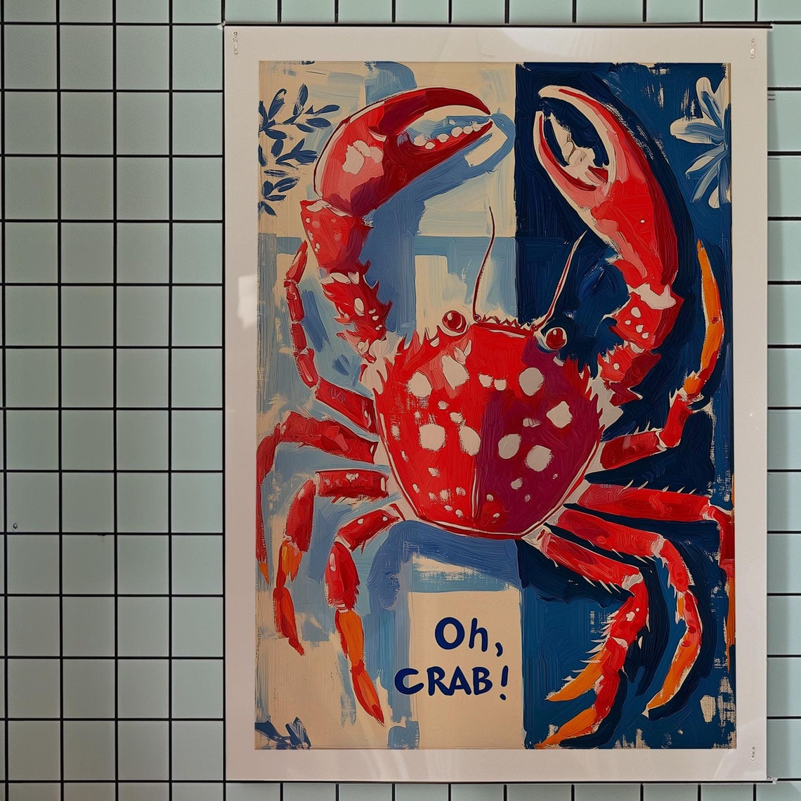 Matisse Style Crab Poster Kitsch Kitchen Wall Art Print