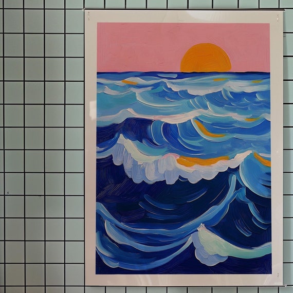 Matisse Style Sunset Ocean Print Coastal Kitsch Wall Art