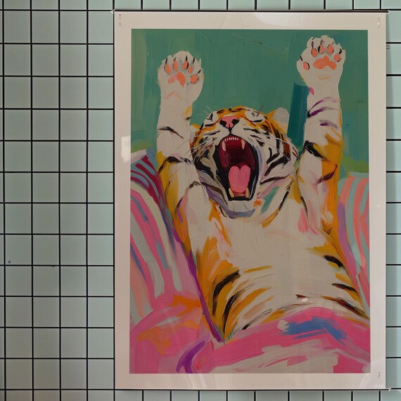 Tiger Poster Bedroom Wall Art Preppy Animal Print Dopamine Decor Kitsch Trippy Prints Girly Room