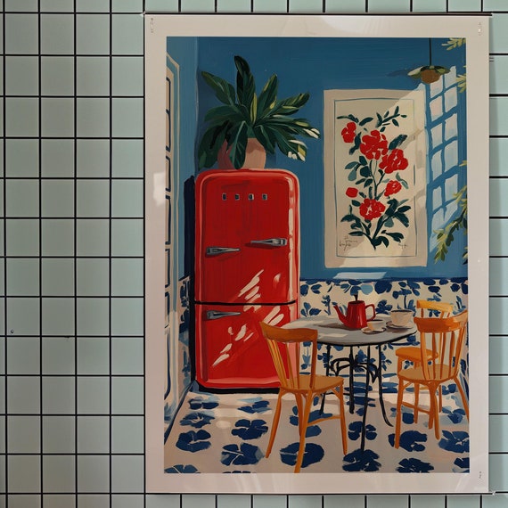 Matisse Kitchen Print Red Refrigerator Kitsch Home Decor