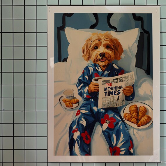 Dog In Pajamas Art Print Funny Pet Lover Gift