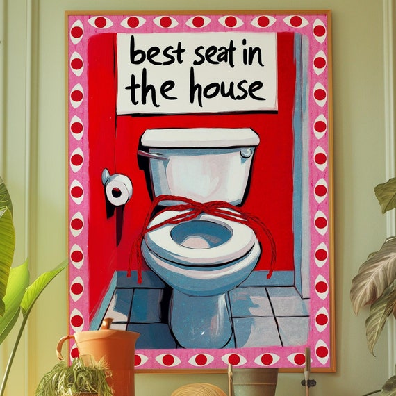 Funny Bathroom Art Print 70s Retro Psychedelic Decor