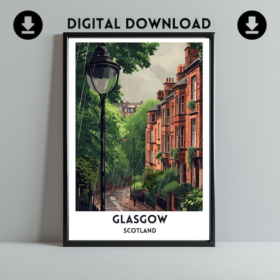 Glasgow Street Tenements Travel Poster, Cityscape