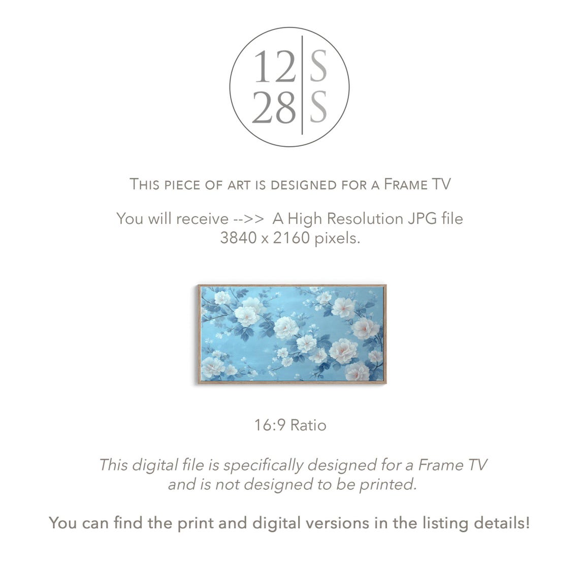 Blue Chinoiserie Pattern Art Print - Image 2