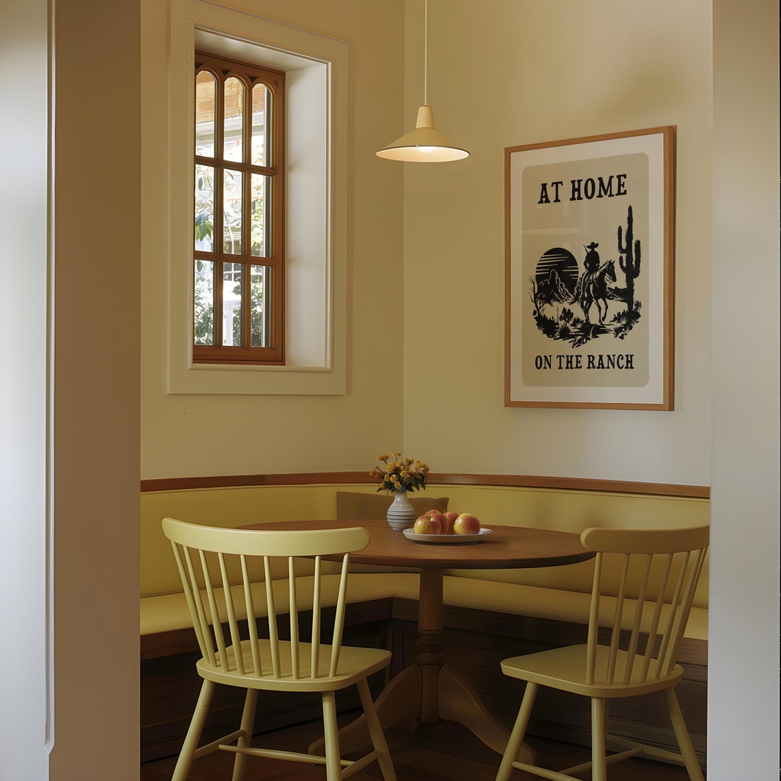 At Home On The Ranch Cowboy Sunset Desert Retro Western Quote Poster - Image 4