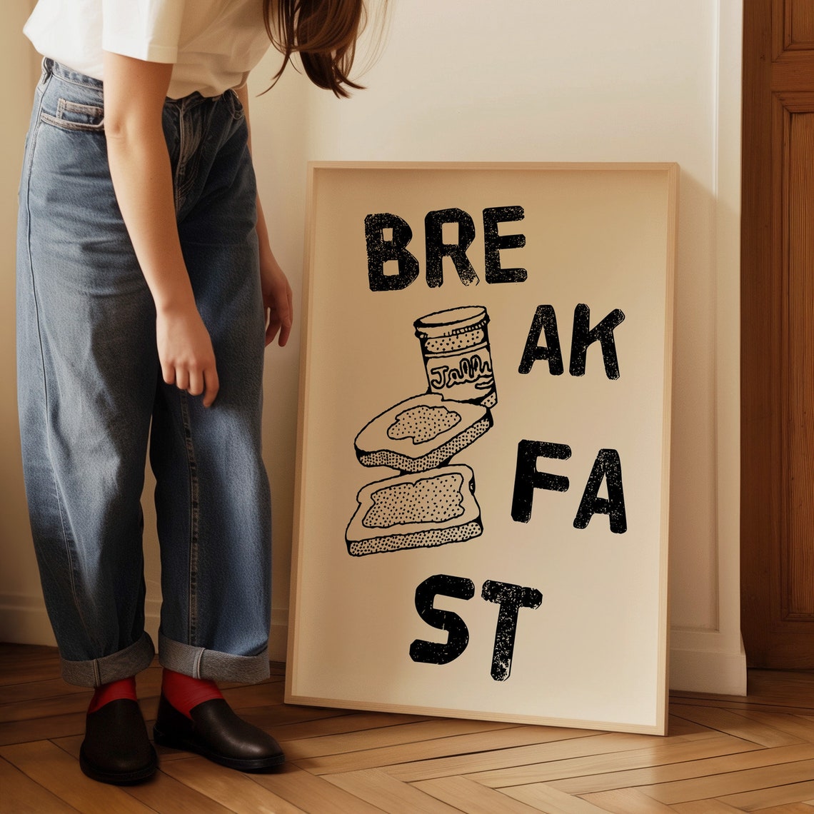 Break Fast Split Lettering Jam Jar Toast Vintage Kitchen Poster - Image 5
