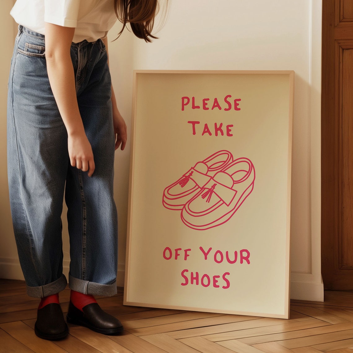 Please Take Off Your Shoes Pink Loafer Funny House Rules Art Poster - Image 5