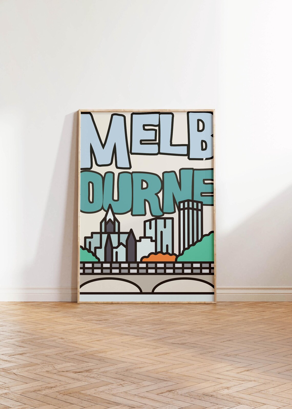 Melbourne City Skyline Modern Australia Travel Poster - Image 2