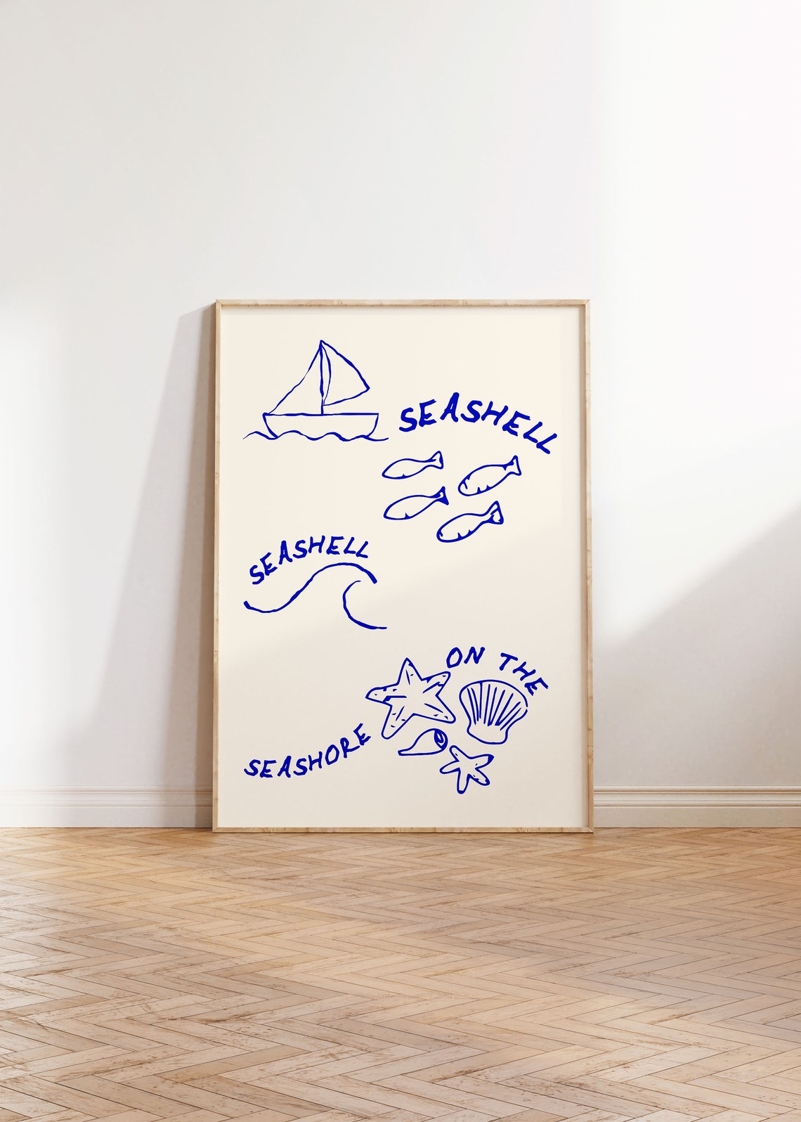 Lobster And Seashell Coastal Kitchen Gallery Wall Decor Poster Duo - Image 2