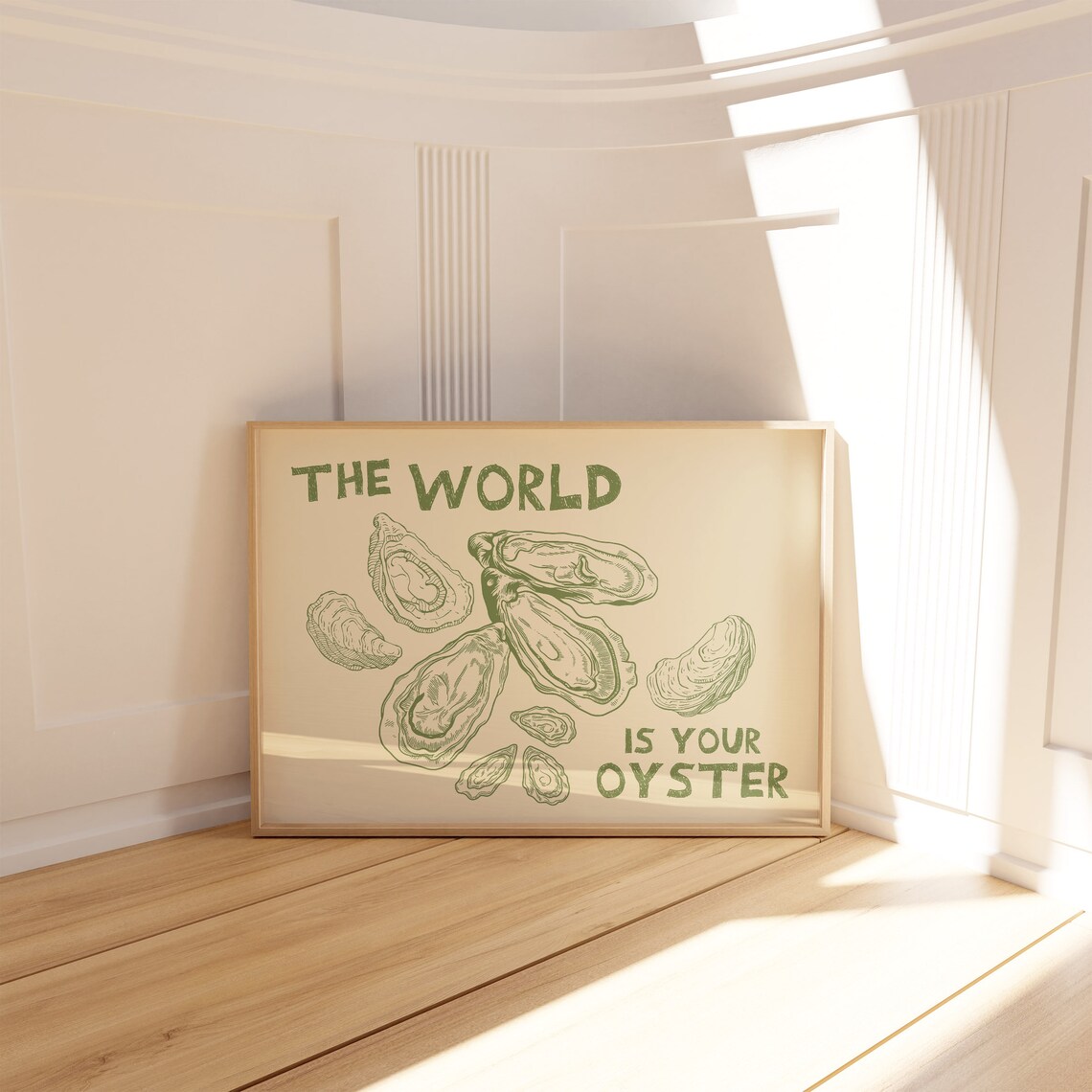 The World Is Your Oyster Green Oyster Line Art Motivational Poster - Image 2