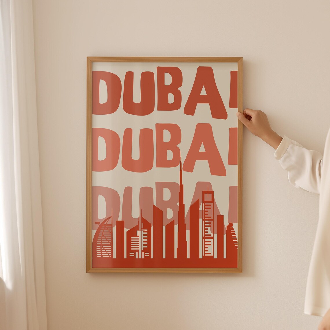 Dubai Bold Orange Typography City Skyline Modern Travel Poster - Image 3