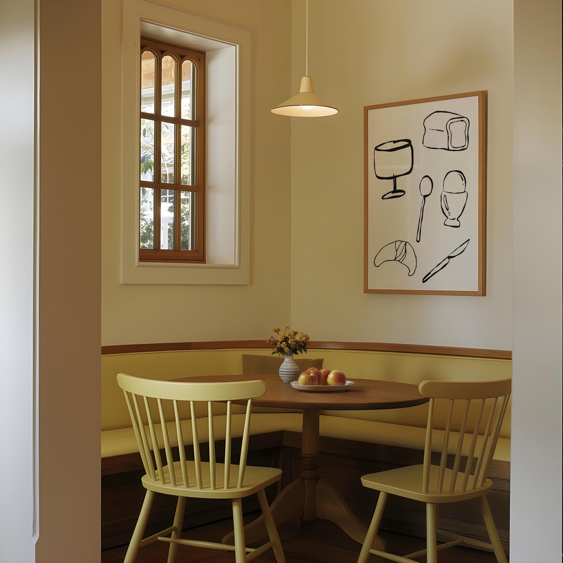 Black Ink Breakfast Sketch Croissant Coffee Art Kitchen Poster - Image 4