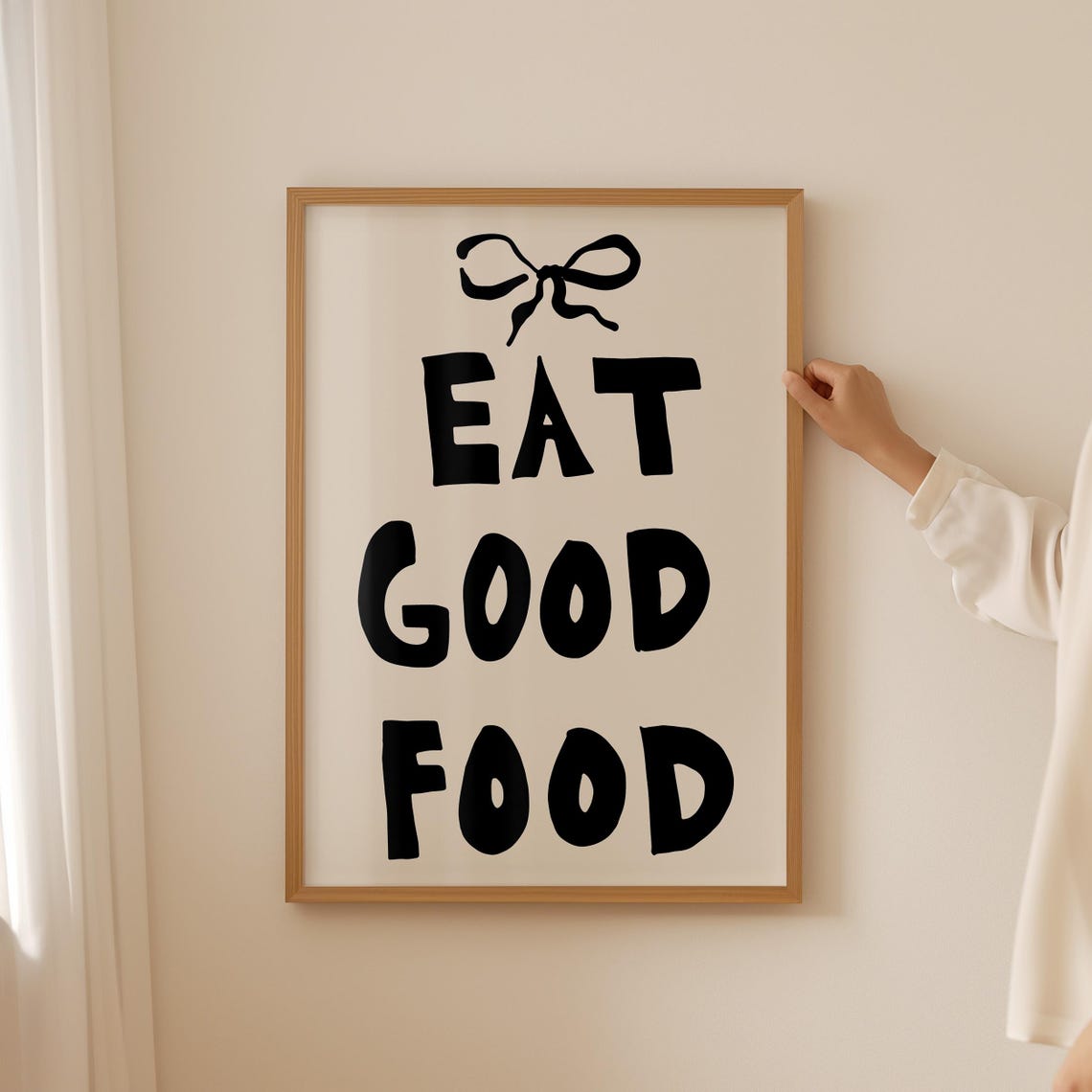 Eat Good Food Black Hand Lettering With Bow Kitchen Quote Poster - Image 5