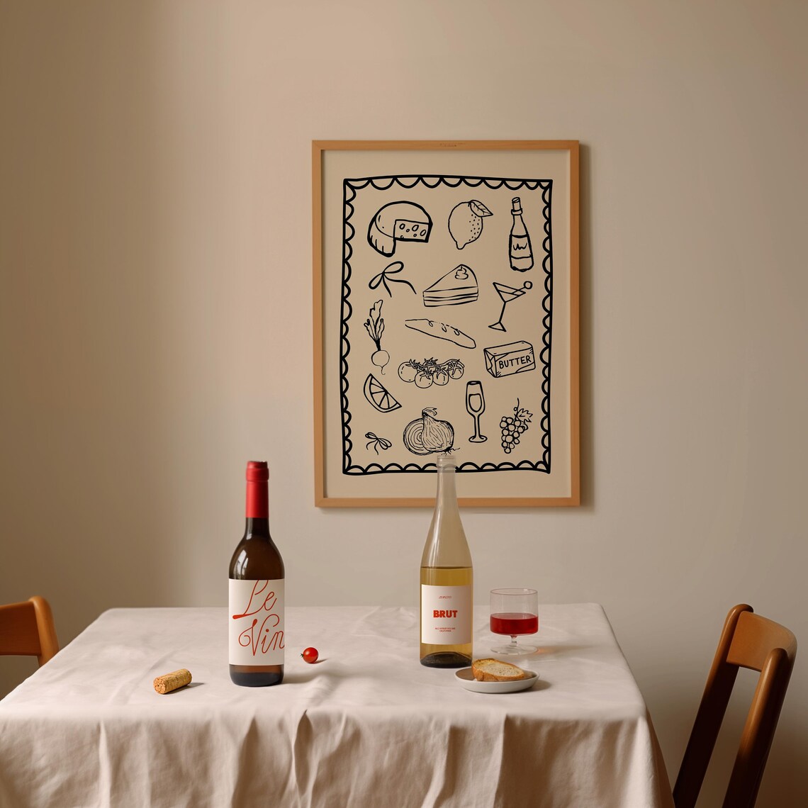 Dinner Party Vintage Food Print, Kitchen Decor - Image 3