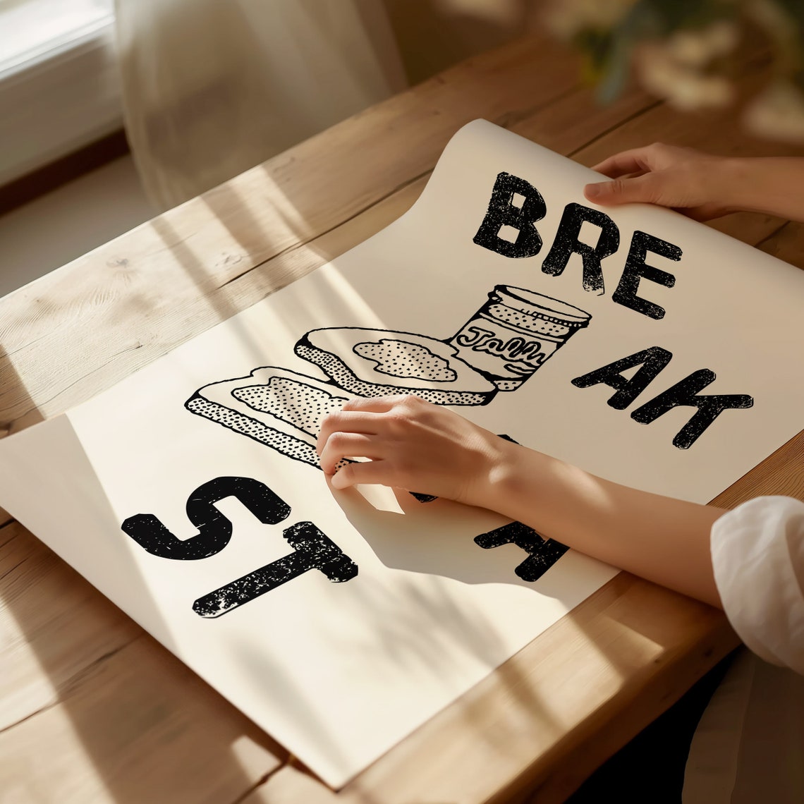 Break Fast Split Lettering Jam Jar Toast Vintage Kitchen Poster - Image 4