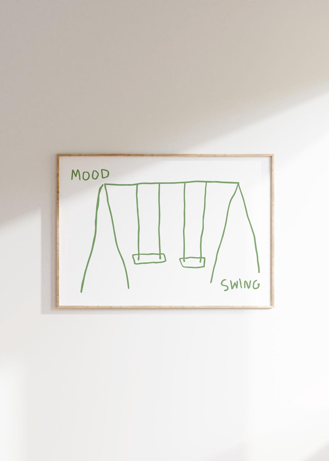 Mood Swing Pun Green Swing Set Line Art Funny Minimalist Poster - Image 2