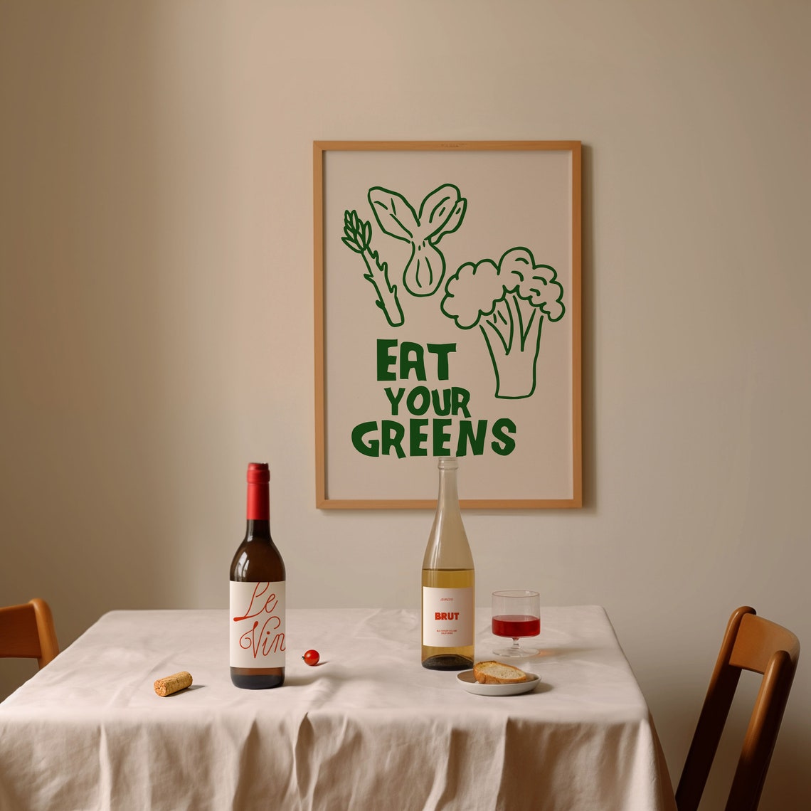 Eat Your Greens Green Vegetable Line Art Funny Kitchen Decor Poster - Image 4