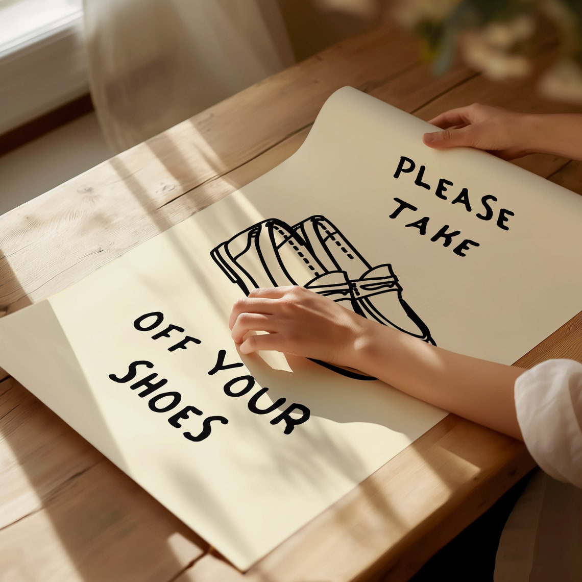 Please Take Off Your Shoes Black Boat Shoe House Rules Art Poster - Image 2