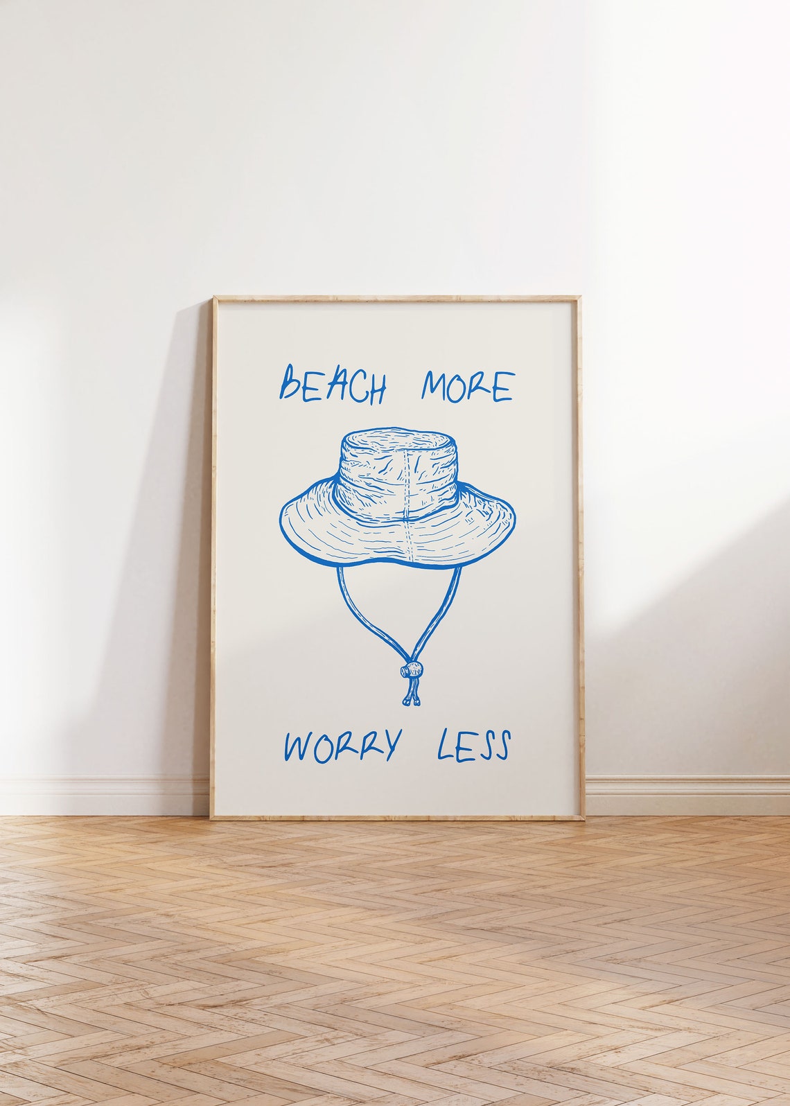 Beach More Worry Less Blue Bucket Hat Summer Home Decor Poster - Image 3