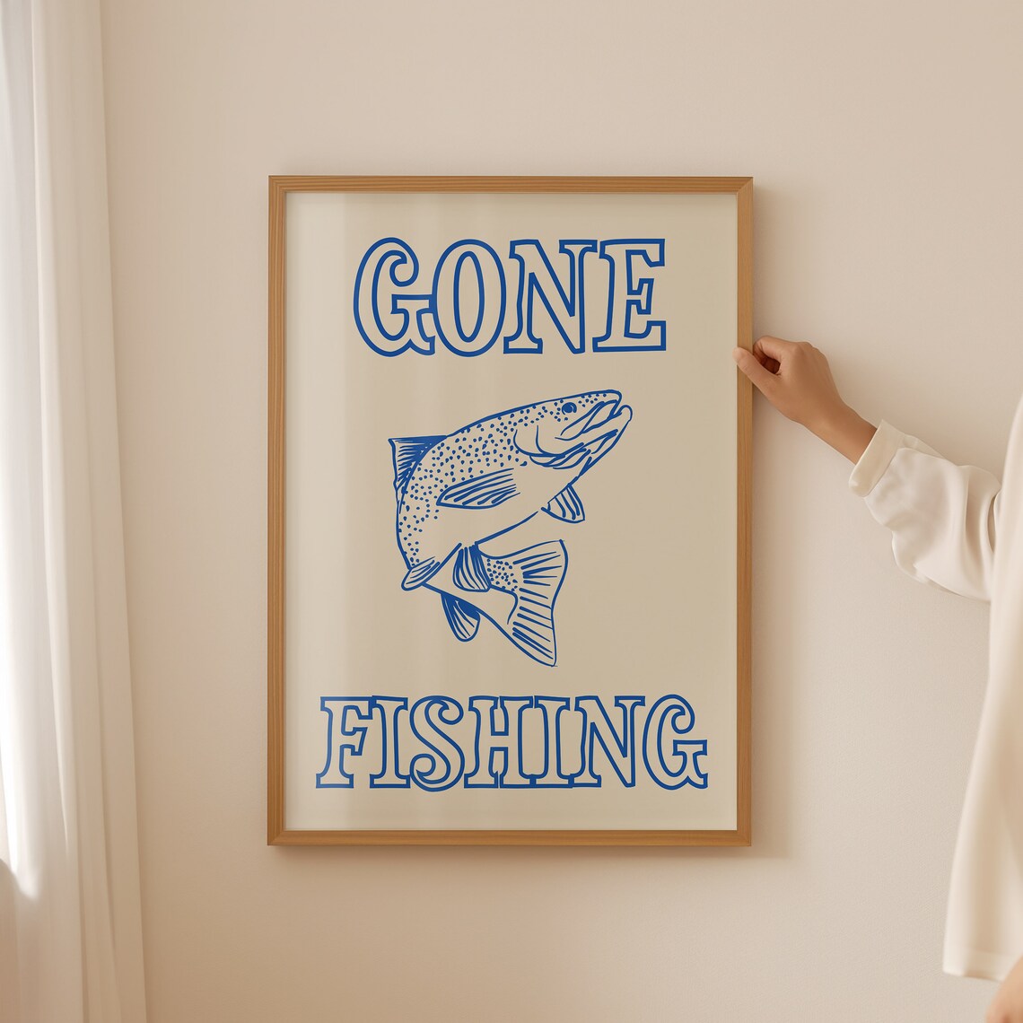 Gone Fishing Retro Beach Poster, Funny Quote Print - Image 3