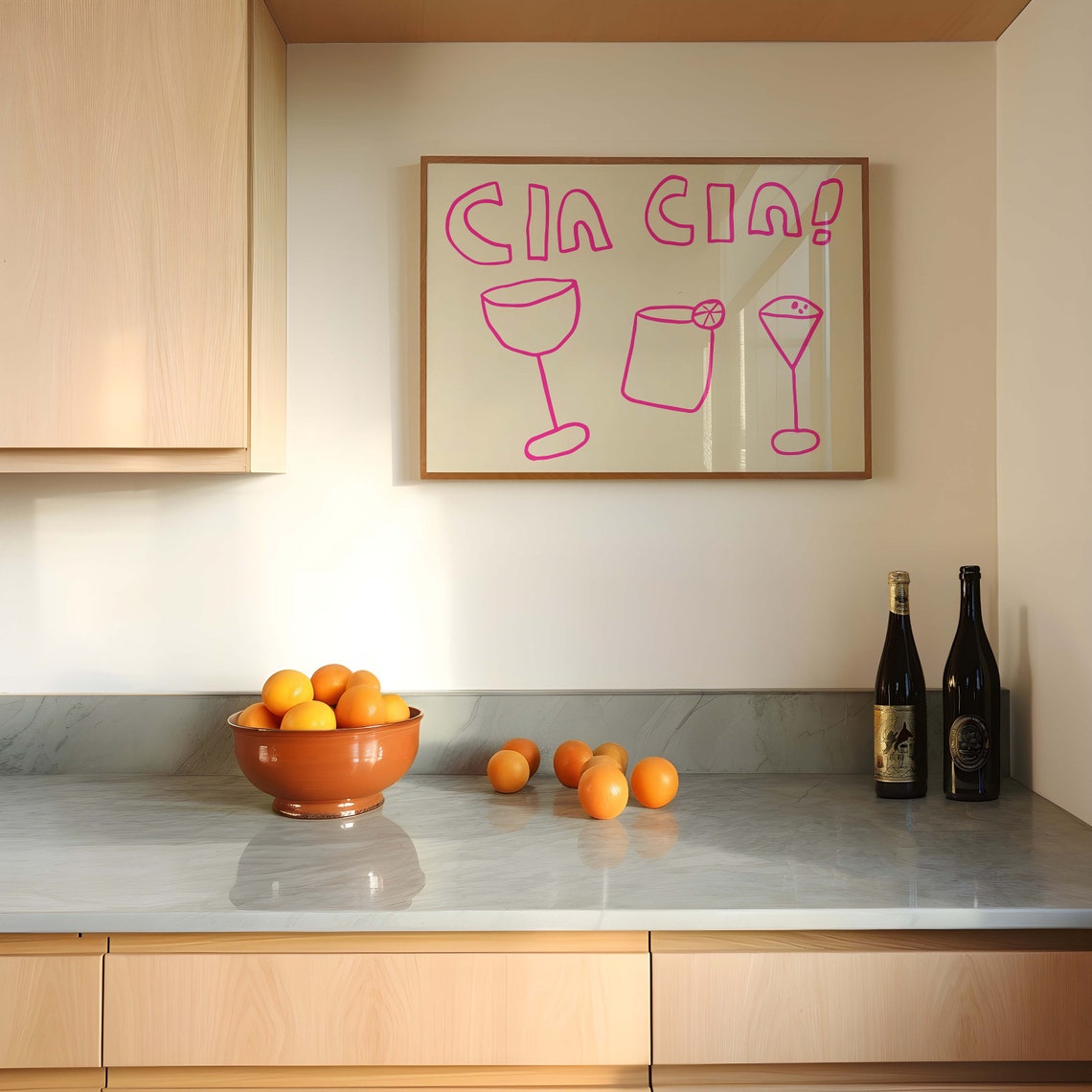 Cin Cin Pink Cocktail Glasses Horizontal Cheer Bar Decor Poster - Image 4
