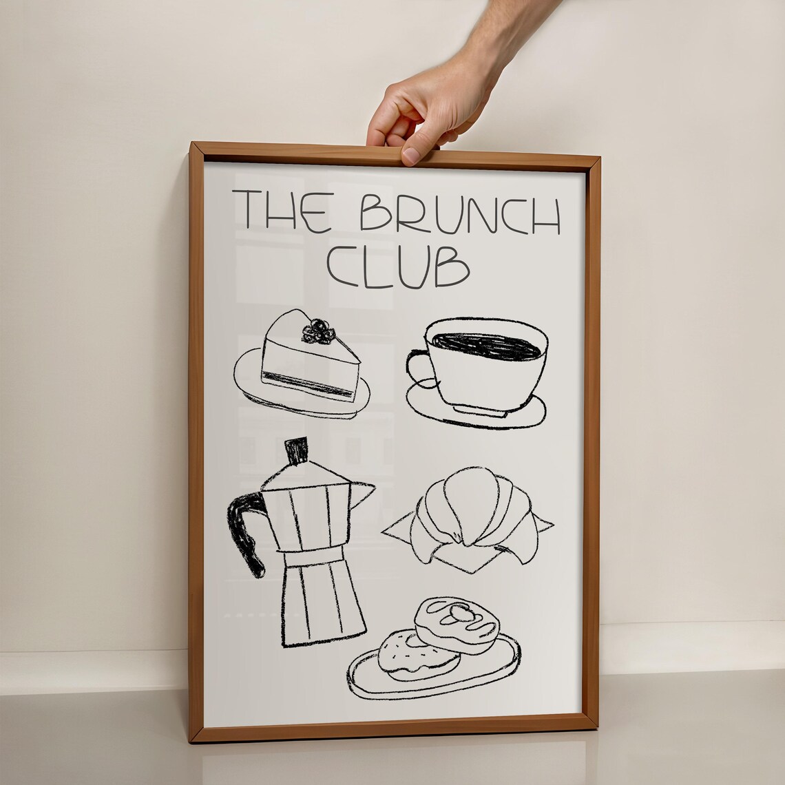 The Brunch Club Print Trendy Kitchen Decor Vintage Food Print Trendy Food Poster Breakfast Print Retro Food Print Wall Art Black - Image 3