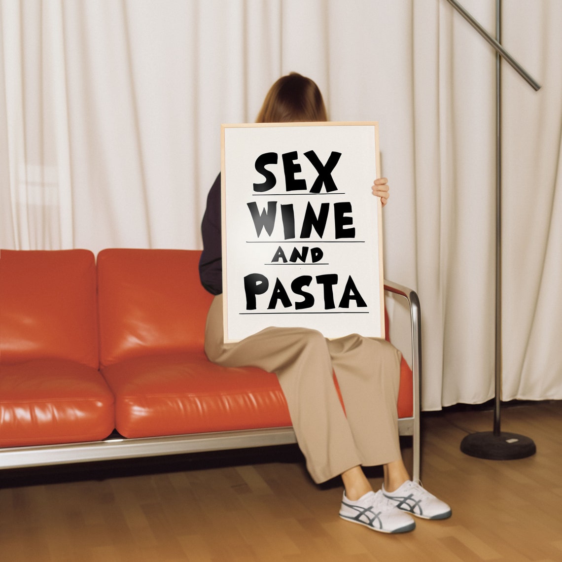 Sex Wine And Pasta Black Bold Typography Funny Kitchen Wall Poster - Image 4