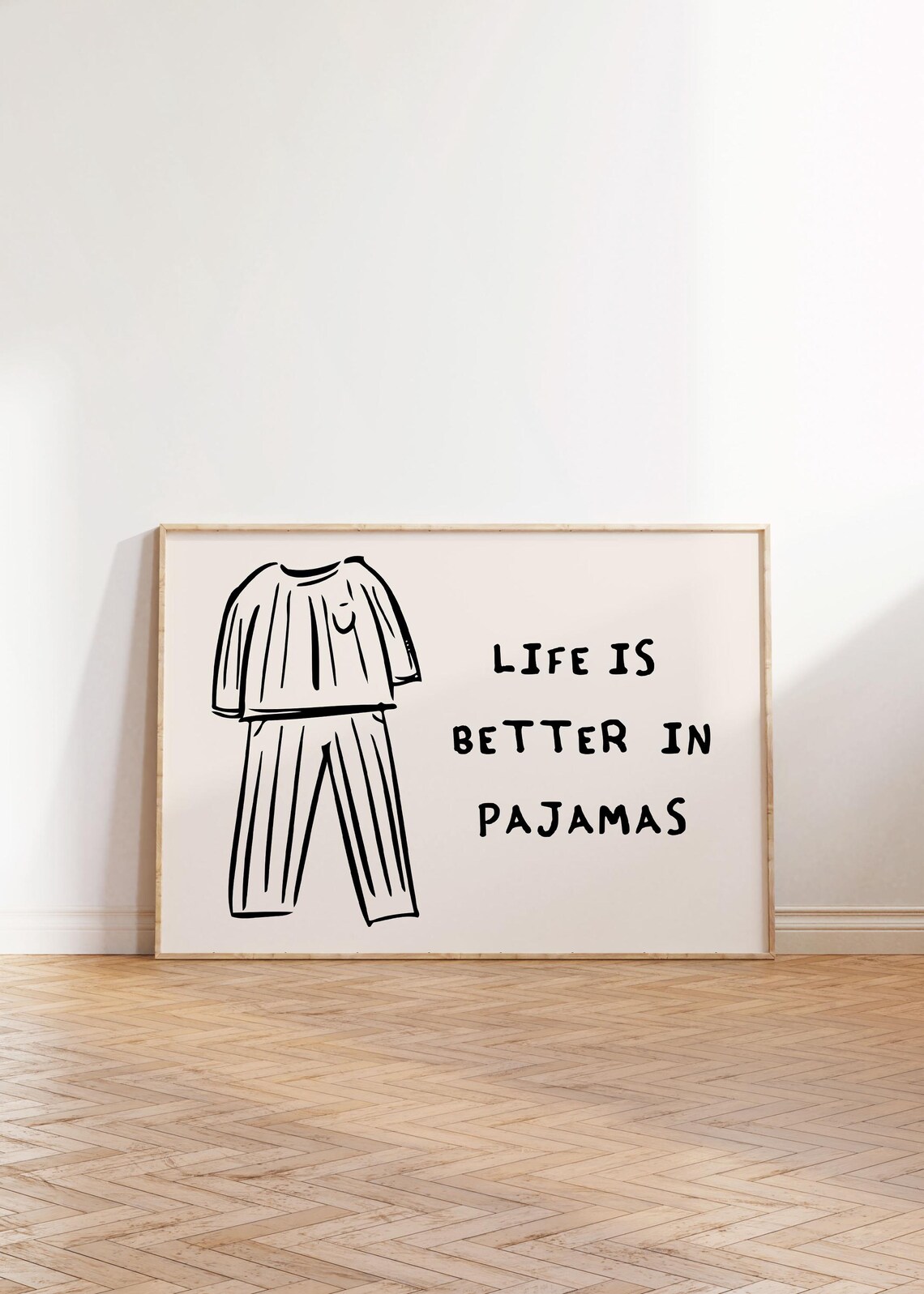 Life Is Better In Pajamas Sleepwear Sketch Cozy Bedroom Quote Poster - Image 3