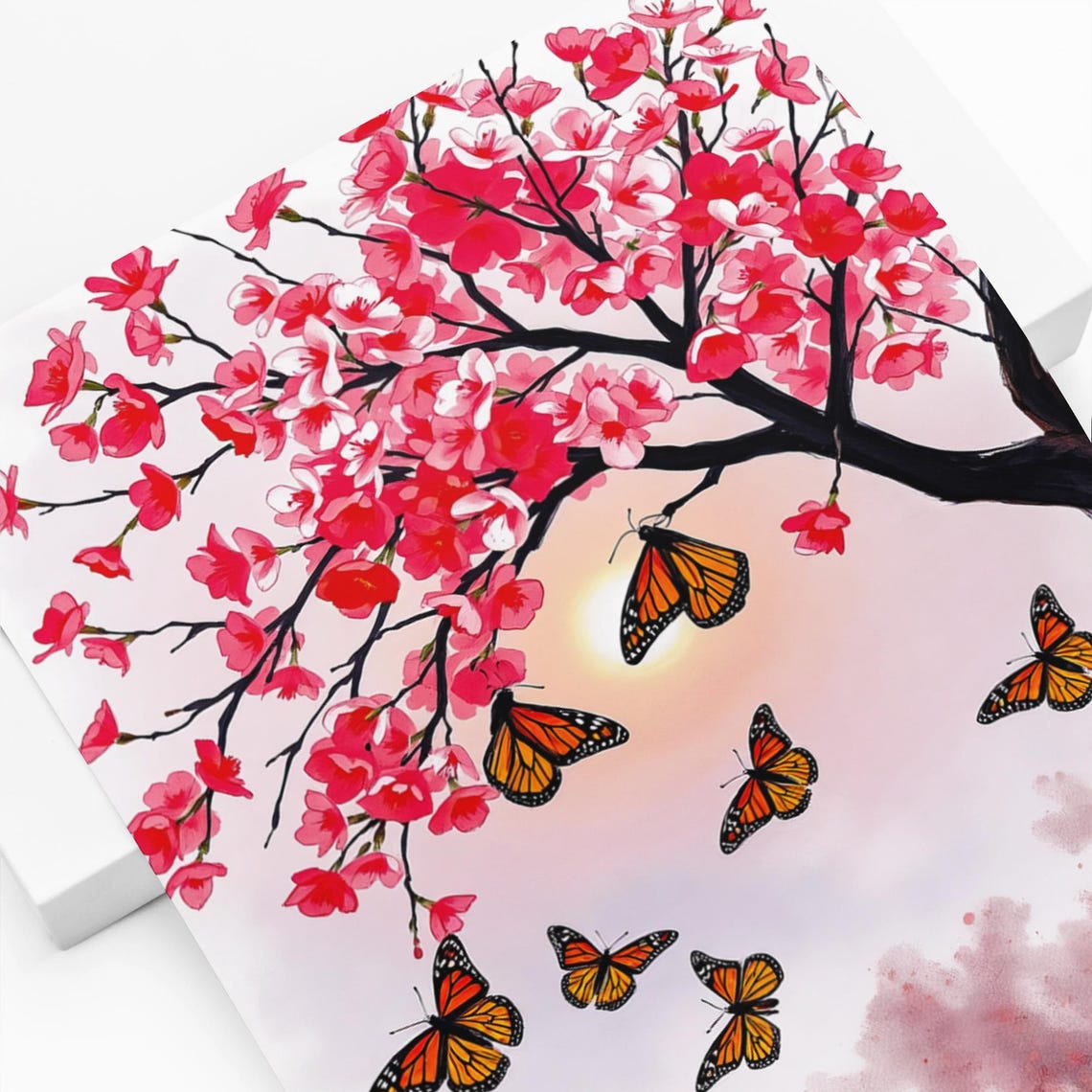 Butterflies Watercolor Cherry Blossom Art Print - Image 6