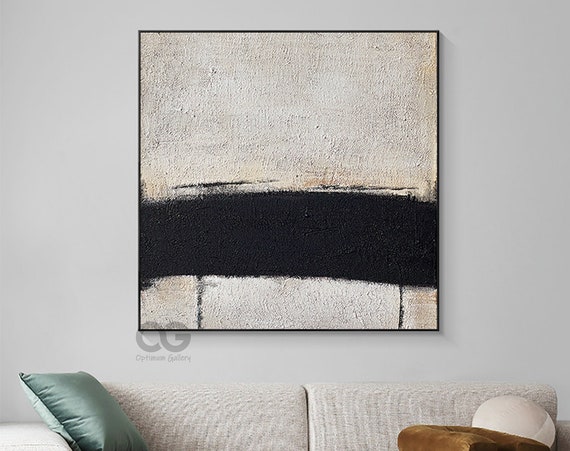 Abstract Beige And Black Minimalist Wall Art Framed Large Minimalist Art Minimalist Texture Painting Beige Wall Arts For Living Room