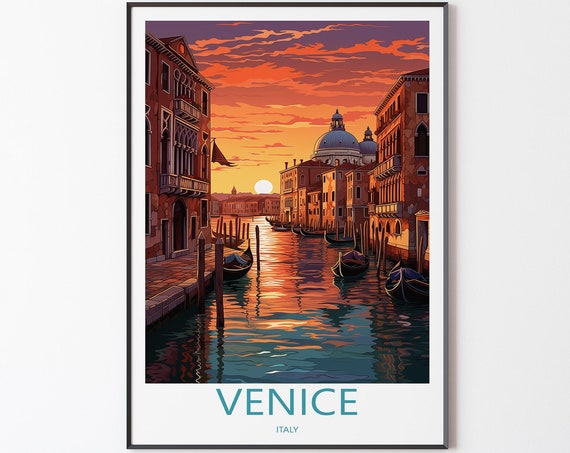 Venice Poster Wall Art Travel Illustration Italy Vintage Print Gift For Friends