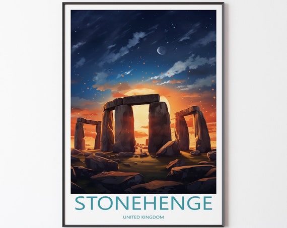 Stonehenge Poster Wall Art Travel Print Illustration England Gift For Friends