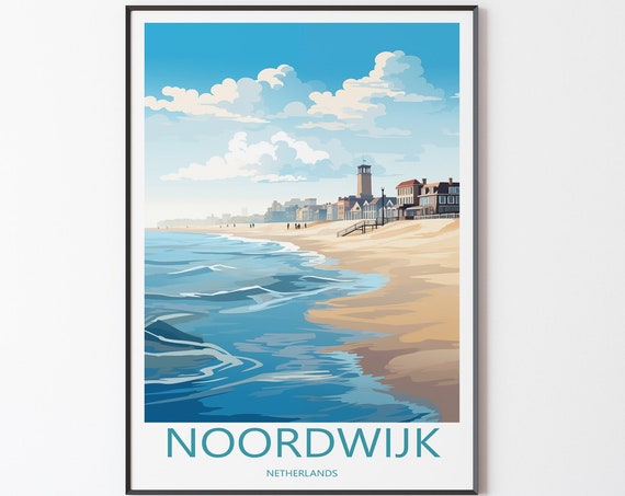 Noordwijk Poster Wall Art Travel Illustration Print Netherlands Gift For Friends
