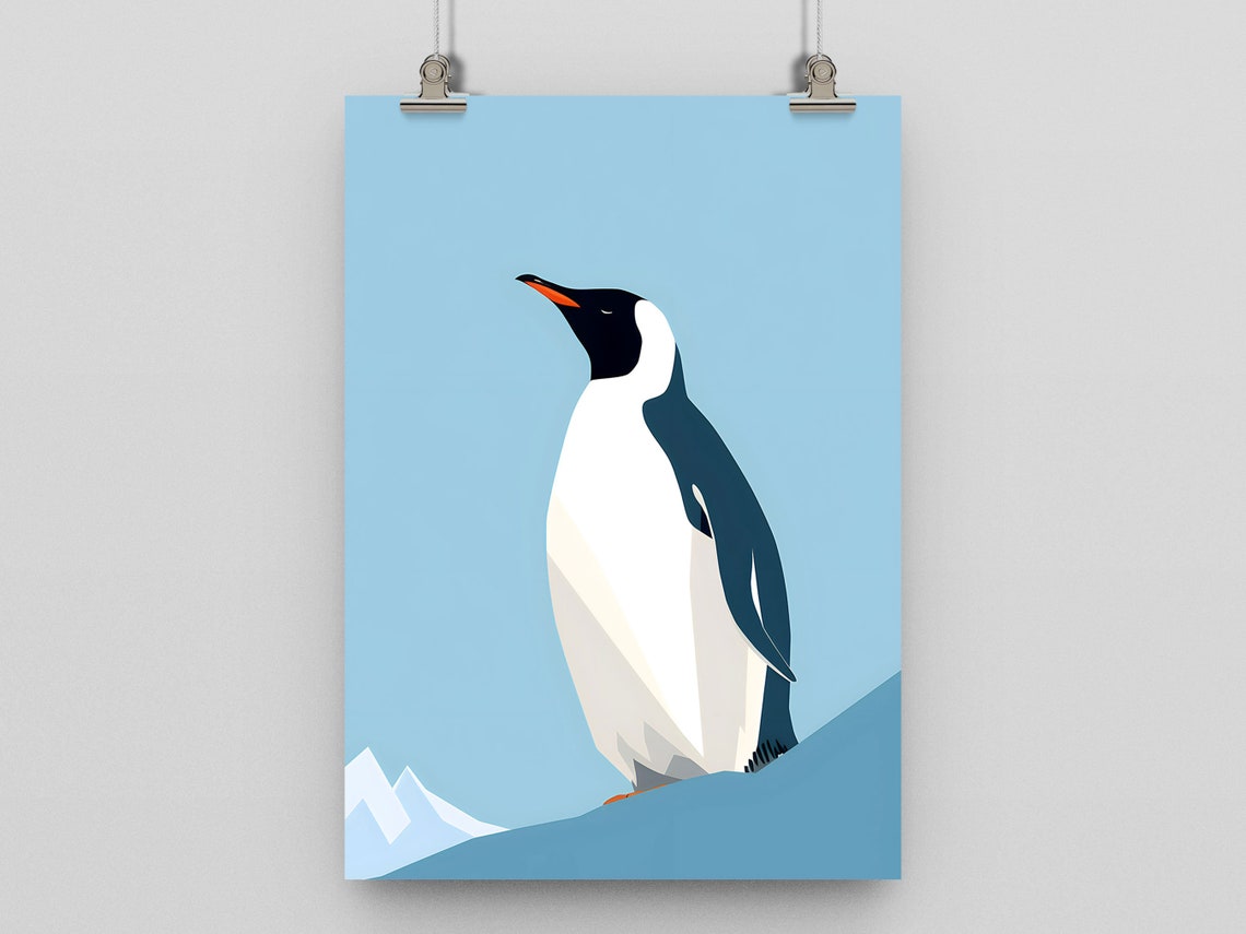 Penguin Print Modern Minimal Art Home Poster Office Kitchen Birds