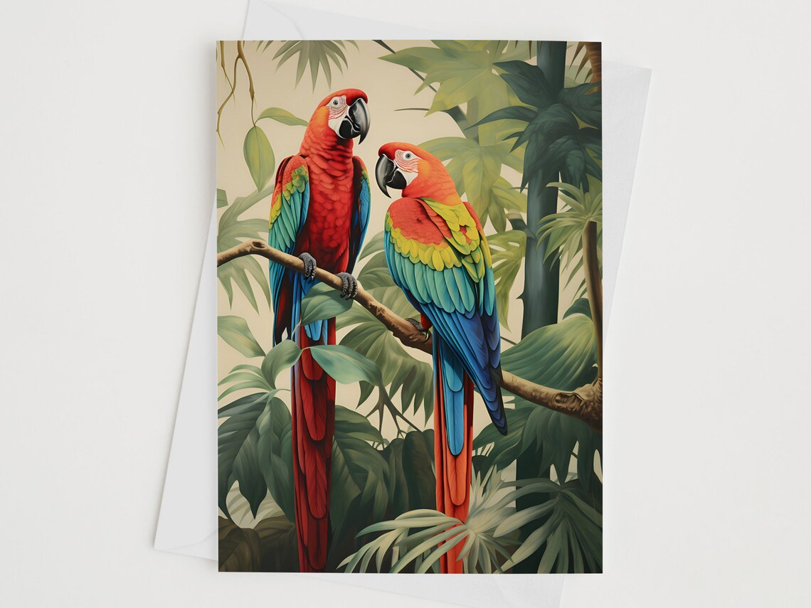 Macaws Mid-Century Wildlife Art Poster Print