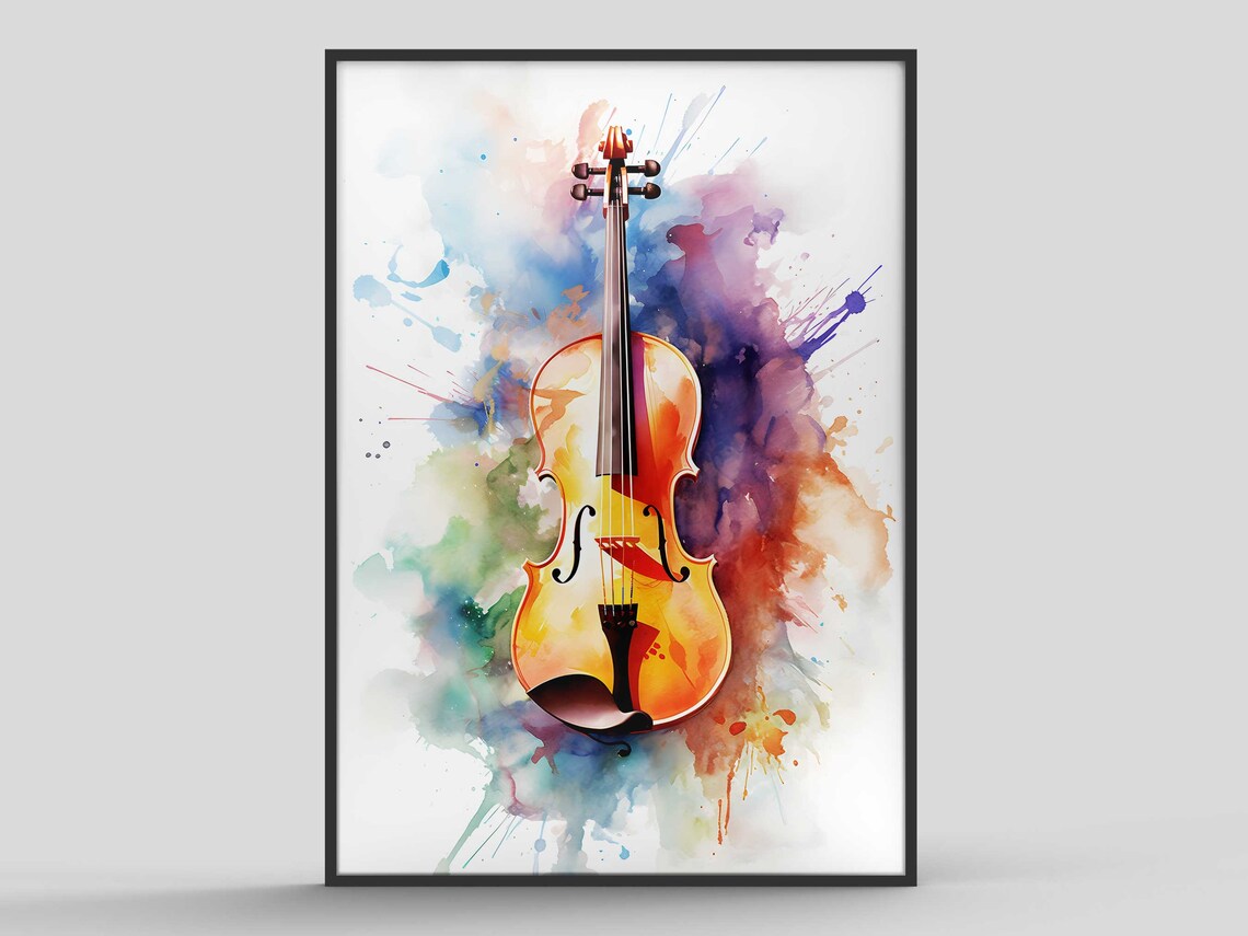 Violin Splash Art Print, Modern Music Lover Decor