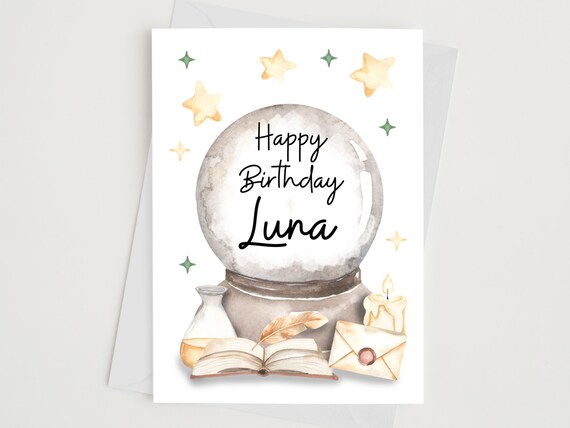 Happy Birthday Card, Personalised Wizard Witch Greeting