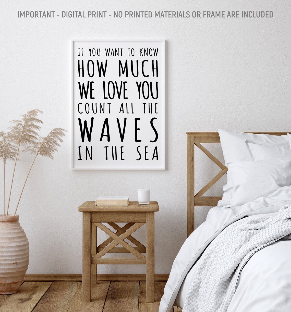 If You Want To Know How Much We Love You Count All The Waves In The Sea Wall Art Scandinavian Kids Room Decor Baby Shower Gift - Image 2
