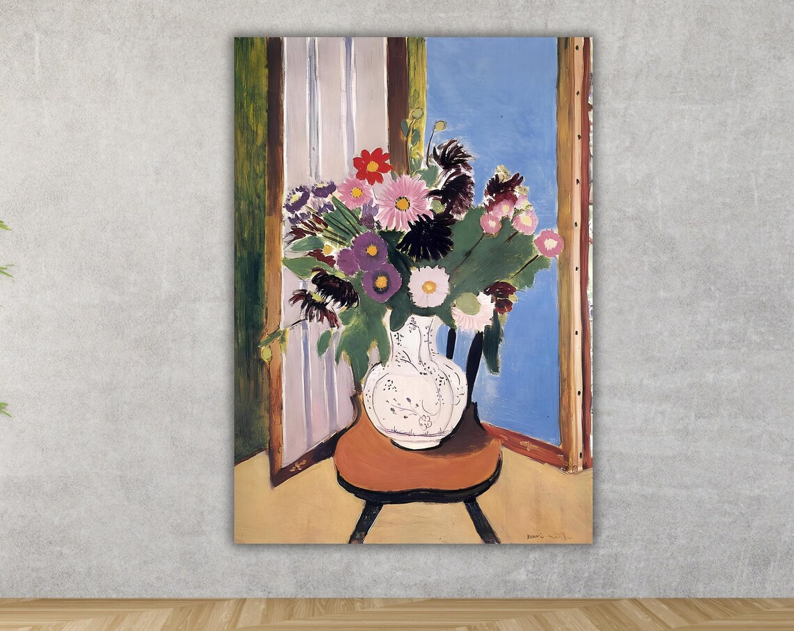 Henri Matisse Floral Still Life White Vase By Window Colorful Bouquet Poster - Image 3