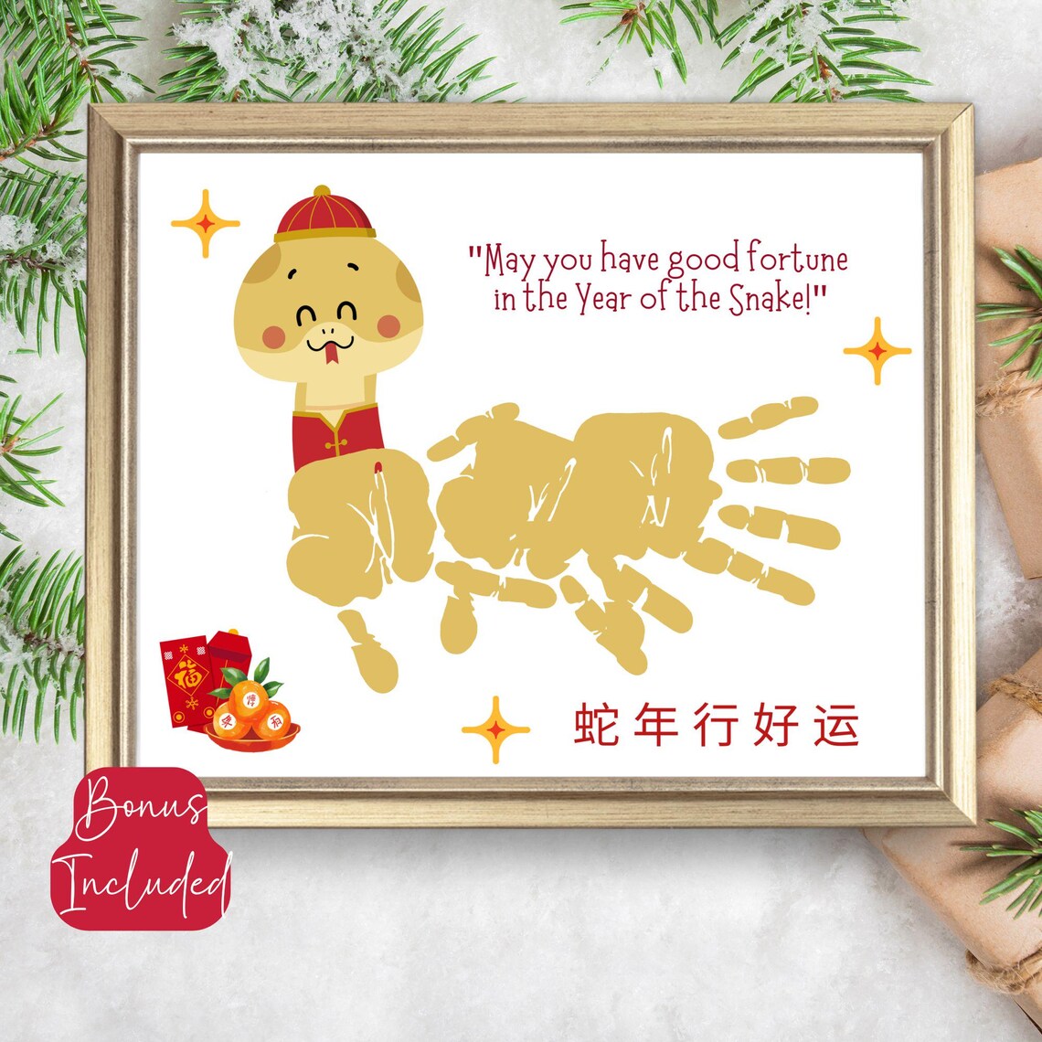 Chinese New Year Handprint Craft, Lunar New Year Poem