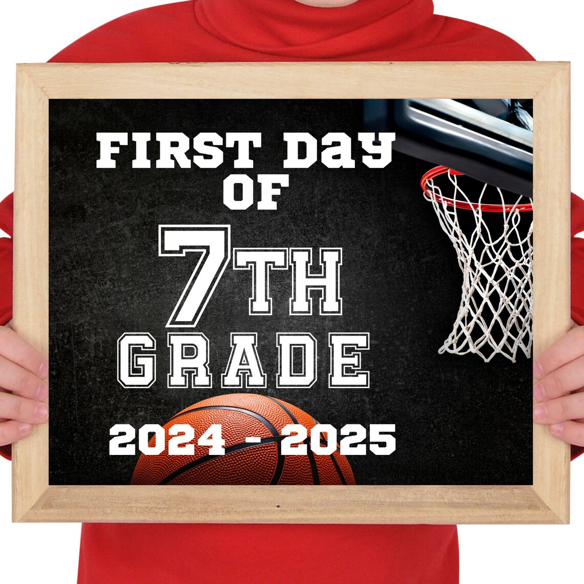 First Day Of School Sign First Day Of 7th Grade Basketball Sports Sign Boys Back To School First Day Picture Seventh - Image 2