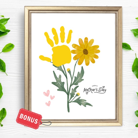 Mothers Day Flower Footprint Craft Daisy Bouquet Handprint Sign Kids Keepsake All About My Mom Activity Prek Toddler Teacher Resources