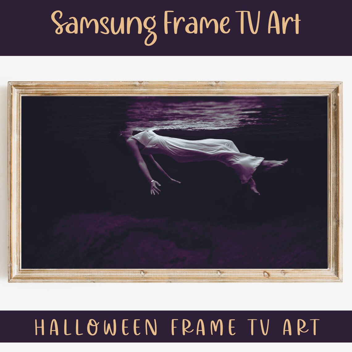 Mystic Floating Woman Underwater Dark Halloween Frame TV Art Wall Print