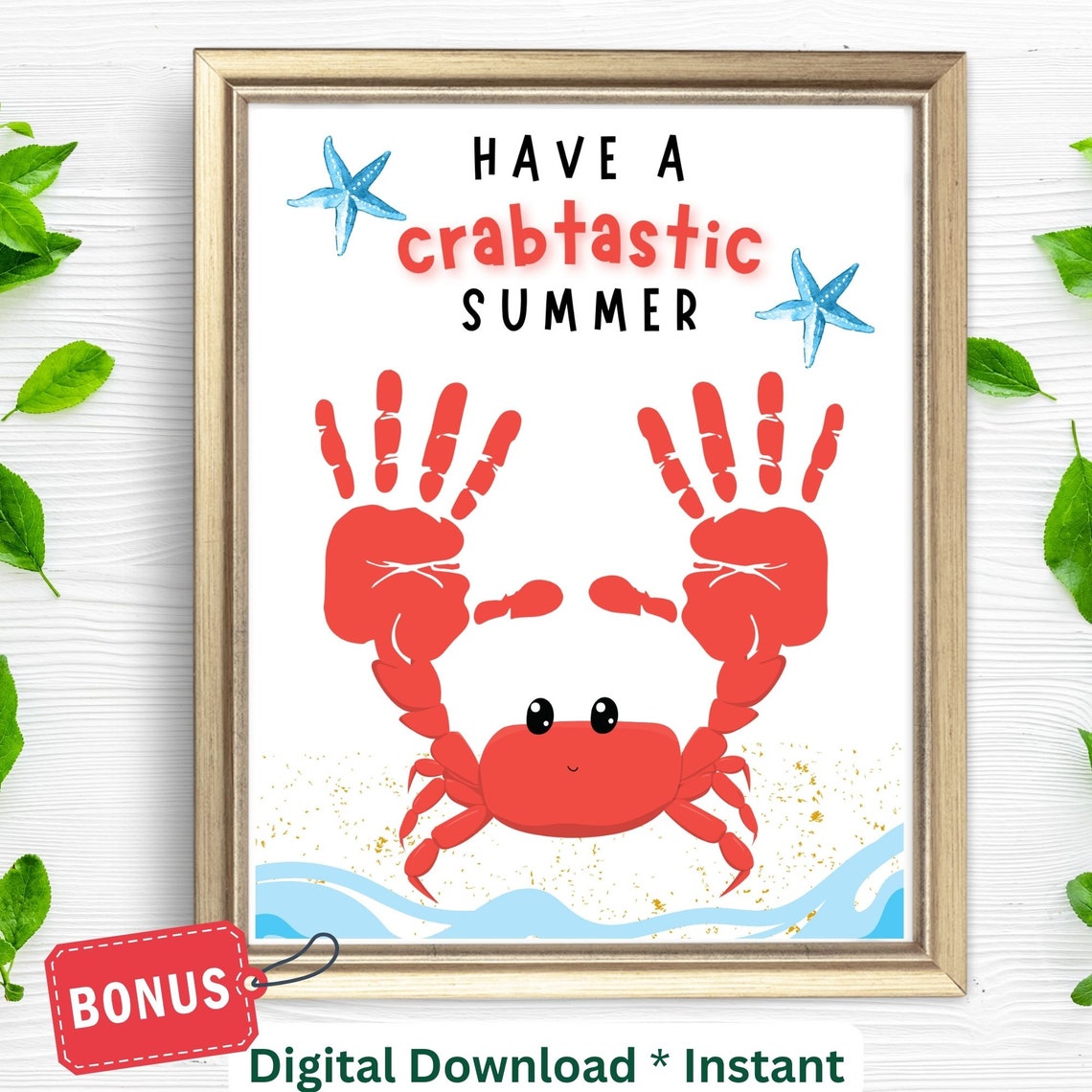 Have A Crabtastic Summer Red Crab Handprint Craft Keepsake Poster