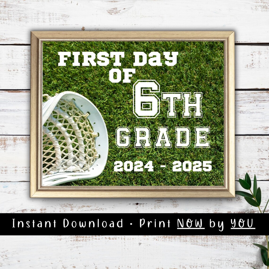 First Day of 6th Grade Lacrosse Sports Back to School Sign Photo Print