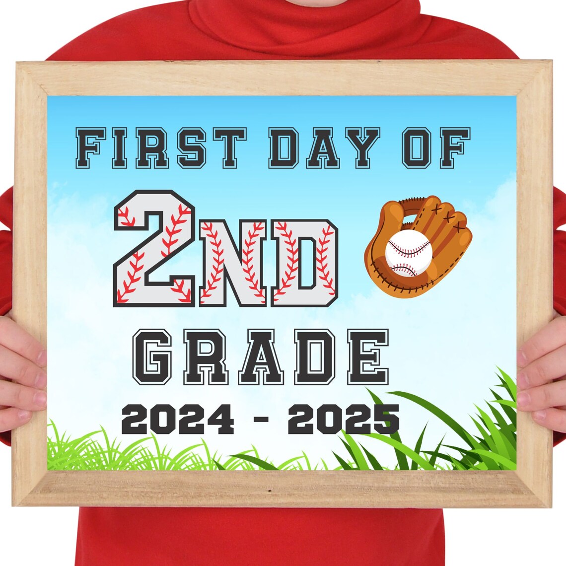 First Day of Second Grade Baseball Sign, Poster - Image 2