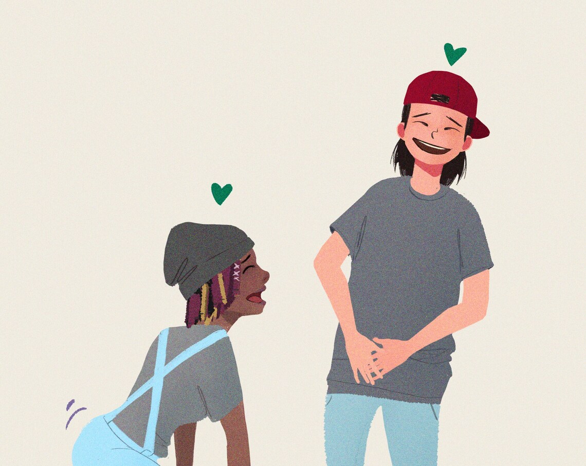 Playful Piggyback Ride Beach Couple Minimalist Illustration Art Poster - Image 4